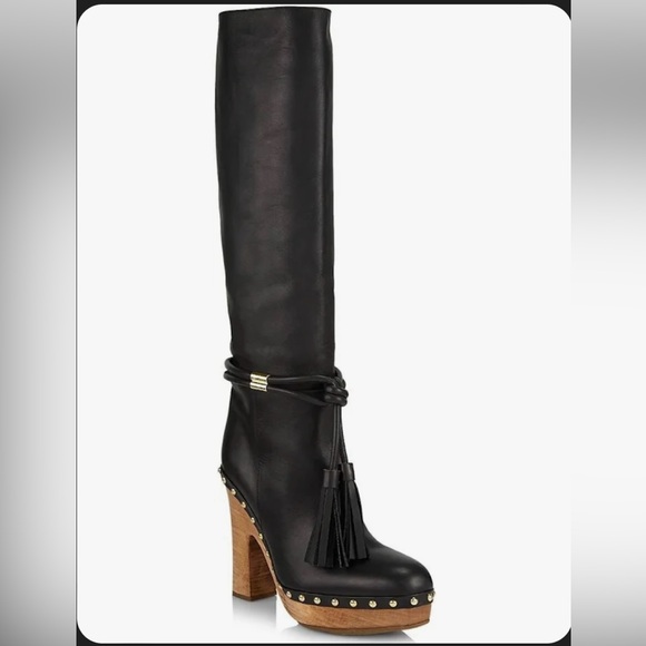 ULLA JOHNSON New Black Elin Leather Tassel Boots - Picture 7 of 7
